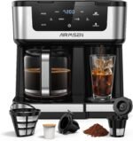 AIRMSEN 12-Cup Programmable Dual Coffee Maker – Single Serve Machine for K-Cup Pods & Ground, 1000W Fast Brew, Delay Start, 2H Keep Warm, Touchscreen, 60oz Tank, Glass Carafe – Home & Office - Image 2