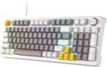 AK96 Smart Mechanical Keyboard Gaming, 96 Keys Full Size with LED Colorful Backlit, Clicky Creamy Sounding, USB Wired Computer Keyboard with Volume Knob for PC, Mac, Windows(Grey) - Image 2