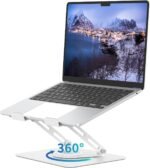 ALASHI Laptop Stand for Desk with 360° Rotating Base, Multi-Angle Adjustable Laptop Stands, Foldable Laptop Riser Compatible with 10 to 15.6 Inches PC Computer, White - Image 2