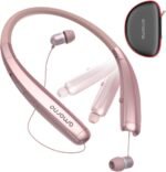 AMORNO Foldable Bluetooth Headphones, Wireless Neckband Sports Headset with Retractable Earbuds, Sweatproof Noise Cancelling Stereo Earphones with Mic - Image 2