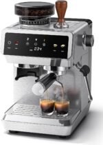 AMZCHEF Espresso Machine with Grinder: 20 Bar Semi Automatic Coffee Machine with 44 Grind Settings, 4-Temperature for Hot & Cold Brew | 8mm Milk Frother for Latte & Cappuccino,Stainless Steel - Image 2