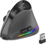 AOC 2.4GHz Ergonomic Mouse, Wireless Bluetooth Vertical Mouse for Work, 4800 DPI Optical Tracking, 5 Adjustable DPI, Quiet Clicks, RGB Light, Compatible with Computer, Laptop, PC, Mac, Desktop - Gray - Image 2