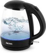 AROMA® 1.2L / 5-Cup Glass Electric Kettle with Cordless Pouring, Trigger-Release Lid, Automatic Shut-off, Black (AWK-151B) - Image 2