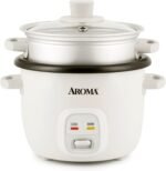 AROMA® Rice Cooker, 2-Cup (Uncooked) / 4-Cup (Cooked), Steamer, Grain Cooker, Soup Maker, Oatmeal Cooker, Auto Keep Warm, 1 Qt, White, ARC-302-1NG - Image 2