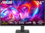 ASUS 24 inch Monitor, FHD(1920x 1080), 120Hz, 1ms, Adaptive-Sync, 99% sRGB, Anti-Glare, Eye Care, VESA Mountable, Speakers, HDMI, DisplayPort, VGA, Frameless, Tilt Adjust, Black, for Office and Gaming - Image 2
