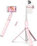 ATUMTEK 55" Selfie Stick Tripod, All-in-one Extendable Aluminum Phone Tripod with Rechargeable Bluetooth Remote for iPhone and More, Fitting 4.7-7 inch Smartphones, Pink - Image 2