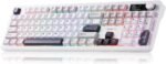 AULA F106PRO Wireless Keyboard, Full Size Mechanical Keyboard with Media Knob & Screen, 8000mAh Battery Hot Swappable Custom PBT keycaps Gaming Keyboard - Blaze Switch,Black White Grey - Image 2