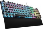 AULA F2088 Typewriter Style Mechanical Gaming Keyboard Wired,Blue Switches,Rainbow LED Backlit,Removable Wrist Rest,Media Control Knob,Retro Punk Round Keycaps,USB Wired Computer Keyboard - Image 2