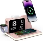 Acer 7-in-1 Wireless Charging Station with LED Clock - 30W Fast Wireless Charger for iPhone 16/15/14/13/12/Pro Max, Apple Watch, AirPods - Bluetooth Auto Time Sync & Night Lights (Pink) - Image 2