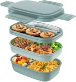 Adult Lunch Box,3 Stackable Bento Lunch Containers for Adults, Modern Minimalist Design Bento Box with Utensil Set, Leak-Proof Lunchbox for Dining Out, Work, Picnic - Image 2