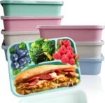 Aellabus 8 Pack Bento Box, Lunch Containers Wheat Straw Meal Prep Containers Reusable, Microwave and Dishwasher Safe Lunch Containers for Adults, Bento Lunch Box for Kids - Image 2