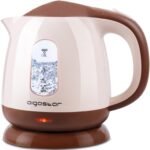 Aigostar Small Electric Kettle, 1L Portable Electric Tea Kettle 1100W with Automatic Shut-Off and Boil Dry Protection, Travel Hot Water Boiler Cordless for Making Coffee and Tea, BPA-Free, Brown - Image 2