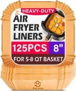 Air Fryer Liners Disposable, 125Pcs Parchment Paper, 8 Inch Non-stick Air Fryer Paper Liners, Unbleached Square Airfryer Liners for 5-8QT Air Fryer, Baking, Roasting Microwave - Image 2