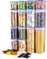 Airtight Food Storage Containers with Lids, Clear Pantry Canister Set for Kitchen Organization, Stackable Organizers for Food, BPA Free Plastic 14-Pack with Different Sizes Dark Gray - Image 2