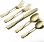 Alata Kate Champagne Gold Satin 40-Piece Silverware Set, Service for 8, Stainless Steel Flatware Set, Matte Polished Cutlery Set, Dishwasher Safe - Image 2