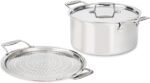 All-Clad D5 5-Ply Brushed Stainless Steel Stockpot with lid and Strain & Splatter Guard, 8-Quart, Induction, Oven & broiler safe up to 600°F, Cookware, Pots and Pans, Kitchen Essential, Silver - Image 2