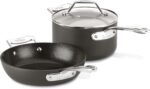 All-Clad Essentials Hard Anodized Nonstick Fry & Sauce Pan Set 8.5 Inch , 2.5 Quart Oven Broiler Safe 500F Pots and Pans, Cookware Black - Image 2
