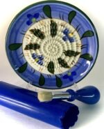 All-in-one Premium Ceramic Garlic Grater Plate 4-Piece Set - Blue Flower Design, Classic Style - For Garlic, Ginger, Chocolate, and more! - Comes with 5.25" Plate, Peeler, Brush, and Stand - Image 2