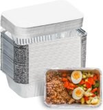 Aluminum Pans with Lids (50-Pack, 8.5"×6") 2.25 LB Capacity Foil Food Containers with Lids - 50 Pans and 50 Cardboard Covers - Disposable Tin Foil Pans - for Baking, Meal Prep and Freezer, Takeout - Image 2