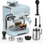 Amaste Espresso Machine with Grinder, 15 Bar Espresso Machine with Steam Wand for Latte and Cappuccino, 68Oz Water Tank, Pre-Infuse Brewing, Espresso Coffee Maker for Home Use, Barista Kit, Blue - Image 2
