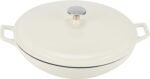 Amazon Basics Enameled Cast Iron Covered Round Casserole Skillet with Lid for Oven, 3.3-Quart, White - Image 2