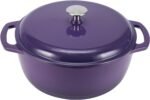 Amazon Basics Enameled Cast Iron Dutch Oven Pot with Lid, Round, Dual Handles, Heavy-Duty, Oven Safe for Stews, Roasting, Baking, 6-Quart, Purple - Image 2