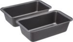 Amazon Basics Rectangular Baking Bread Loaf Pan, 9.5 x 5 Inch, Set of 2, Gray - Image 2