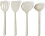 Amazon Basics Silicone Cooking Spoon and Ladle Set, 4-Piece Set, Soft Grip Handle, BPA-Free, Dishwasher-Safe, Linen Gray - Image 2