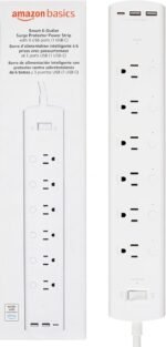 Amazon Basics Smart Plug Power Strip with 6 Individually Controlled Outlets and 3 USB Ports (2 USB-A and 1 USB-C), Works with Alexa Only, 2.4 GHz Wi-Fi, No Hub Required, White - Image 2