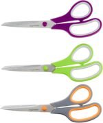 Amazon Basics Stainless Steel Scissors for Office, Crafts, Multipurpose, Sharp, Comfort Grip, PVD Coated, 3 Pack, Multicolor - Image 2