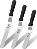 Anaeat Icing Spatulas, Set of 3 Professional Cake Angled Offset Spatula with 6", 8", 10" Stainless Steel Blades - Thickened Frosting Knife with Plastic Handle for Cake Decorating, Pastry & Baking - Image 2