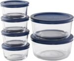 Anchor Hocking 12 Piece Glass Storage Containers with Lids (6 Glass Food Storage Containers & 6 Navy Blue SnugFit Lids) - Image 2