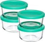 Anchor Hocking 2 Cup Glass Storage Containers with Lids, Set of 4 Glass Food Storage Containers with Mint SnugFit Lids - Image 2