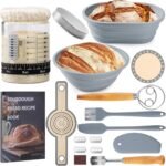 Angadona Sourdough Starter Kit, Sourdough Bread Baking Supplies, 40oz Sourdough Starter Jar, 9" Round & 10" Oval Silicone Bread Proofing Baskets Set, Bread baking tools,Silicone bread Sling - Image 2
