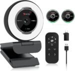 Angetube Streaming Webcam with Microphone: 1080P 60FPS USB Web Cam with Ring Light and Remote Control - HD Web Camera with 5X Digital Zoom Built in Privacy Cover,for PC|Computer|Laptop|Mac|Desktop - Image 2