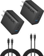 Anker iPhone 17/16 Charger, 2-Pack 20W Fast USB C Charger Block, for iPhone 16/16 Pro Max/15 Series/iPad Pro and More (Black, 2 Pack & 2 Cable) - Image 2