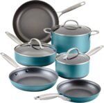 Anolon Achieve Hard Anodized Nonstick Cookware Pots and Pans Set, 9 Piece - Teal - Image 2