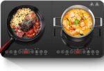 Aobosi Double Induction Cooktop,Portable Induction Cooker with 2 Burner Independent Control,Ultrathin Body,10 Temperature,1800W-Multiple Power Levels,4 Hour Timer,Safety Lock - Image 2