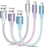 [Apple MFi Certified] Short iPhone Charger 1ft 3Pack,USB A to Lightning Cord Nylon Braided 12 Inch Fast Charging iPhone Cable Compatible with iPhone 14 13 12 11 Pro/Max/Mini Xs SE2/iPad for Car - Image 2