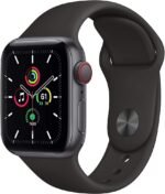 Apple Watch SE (GPS + Cellular, 44mm) - Space Gray Aluminum Case with Black Sport Band (Renewed) - Image 2