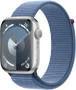 Apple Watch Series 9 [GPS, 45mm] - Silver Aluminum Case with Winter Blue Sport Loop (Renewed) - Image 2