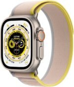 Apple Watch Ultra [GPS + Cellular 49mm] Titanium Case with Yellow/Beige Trail Loop, M/L (Renewed) - Image 2