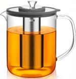Aquach 85oz Large Glass Teapot & Tea Maker- Stovetop & Dishwasher Safe, Plastic-Free Borosilicate Glass Tea Kettle for Loose Leaf & Iced Tea - Image 2