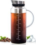 Aquach Cold Brew Coffee Iced Tea Maker & Fruit Pitcher - Large Capacity 51 Ounces - with Durable Glass Carafe/Fine Mesh Steel Infuser/Airtight Lid - Image 2
