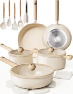 Astercook Pots and Pans Set Non Stick, Ceramic Cookware Set Non Toxic, 18 Pcs Dishwasher Safe Induction Cookware for Everyday Cooking & Kitchen Gifts - Image 2