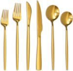 Astercook Silverware Set 48-Piece Gold Flatware Set with Steak Knives Food-Grade Stainless Steel Cutlery Set for 8 Mirror Polished Utensils Set for Home Kitchen Restaurant Valentine's Gift - Image 2