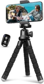 Aureday Phone Tripod, Flexible Tripod for iPhone and Android Cell Phone, Come with Wireless Remote and Clip for Video Recording/Vlogging/Selfie - Image 2