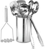 Avador® Premium Set of 10 Stainless Steel Kitchen Tool Set with Holder Easy To Clean, Space Saving, Great for Cooking, Baking, Prepping - Image 2