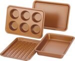 Ayesha Curry Nonstick Bakeware Toaster Oven Set with Nonstick Baking Pan, Cookie Sheet / Baking Sheet and Muffin Pan / Cupcake Pan - 4 Piece, Copper Brown - Image 2