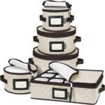 BALEINE China Storage Containers, Sturdy Quilted Wine Glass Storage, Plate Organizer with Carry Handles, Moving Boxes for Dishes, Cups, Mugs and Stemware (Plate Mug Combo, Soft Shell Cream) - Image 2